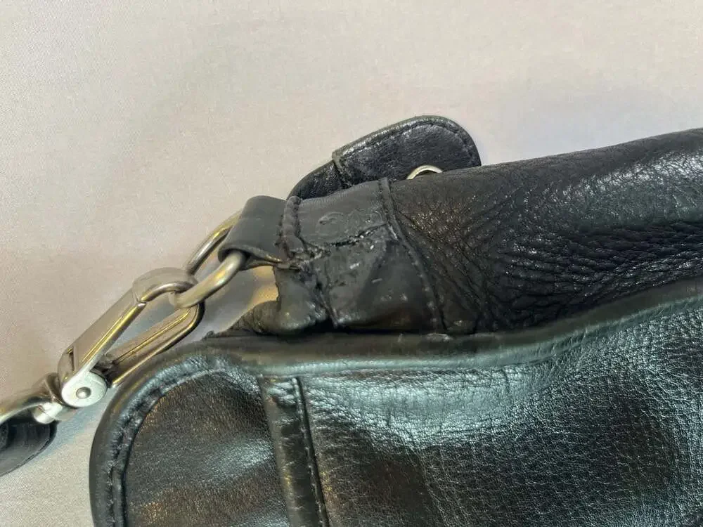 Vintage 80s Bill Blass Black Leather Laptop Messenger or Shoulder Bag